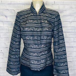 JSβBoutiqueβSBlazerΒ Blackβ&βSilverβw/βGlitterβAccentsβJacket